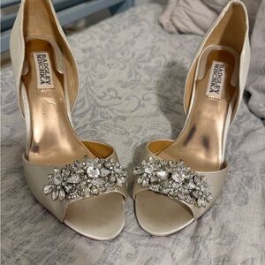 Badgley Mischka Ivory Embellished Heels